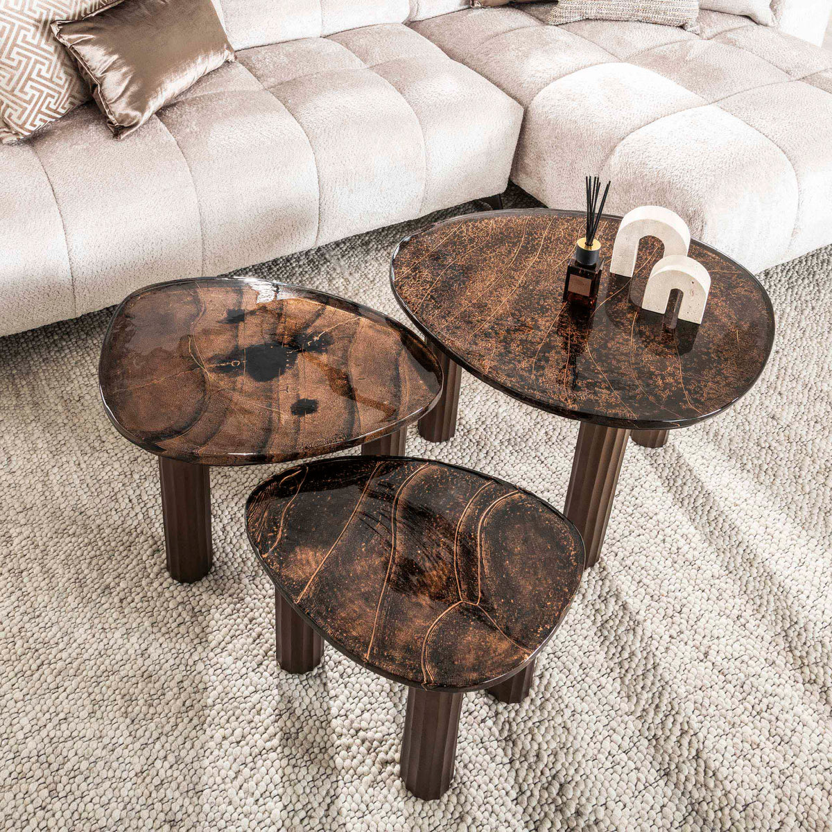 Soffbord Pebble L / Antik koppar