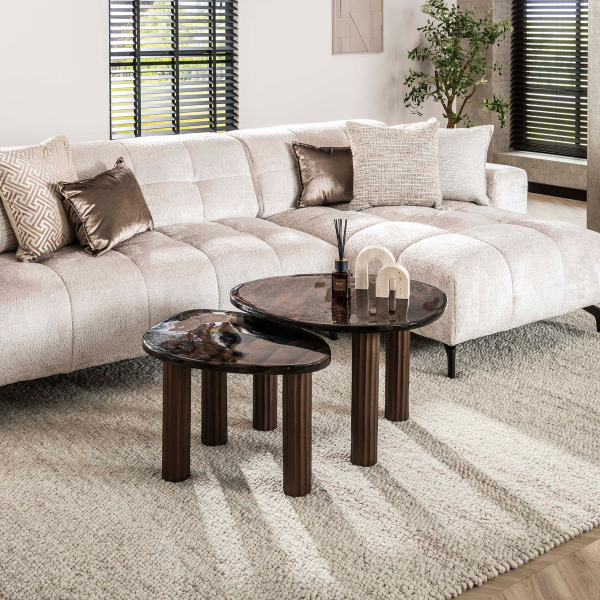 Soffbord Pebble L / Antik koppar
