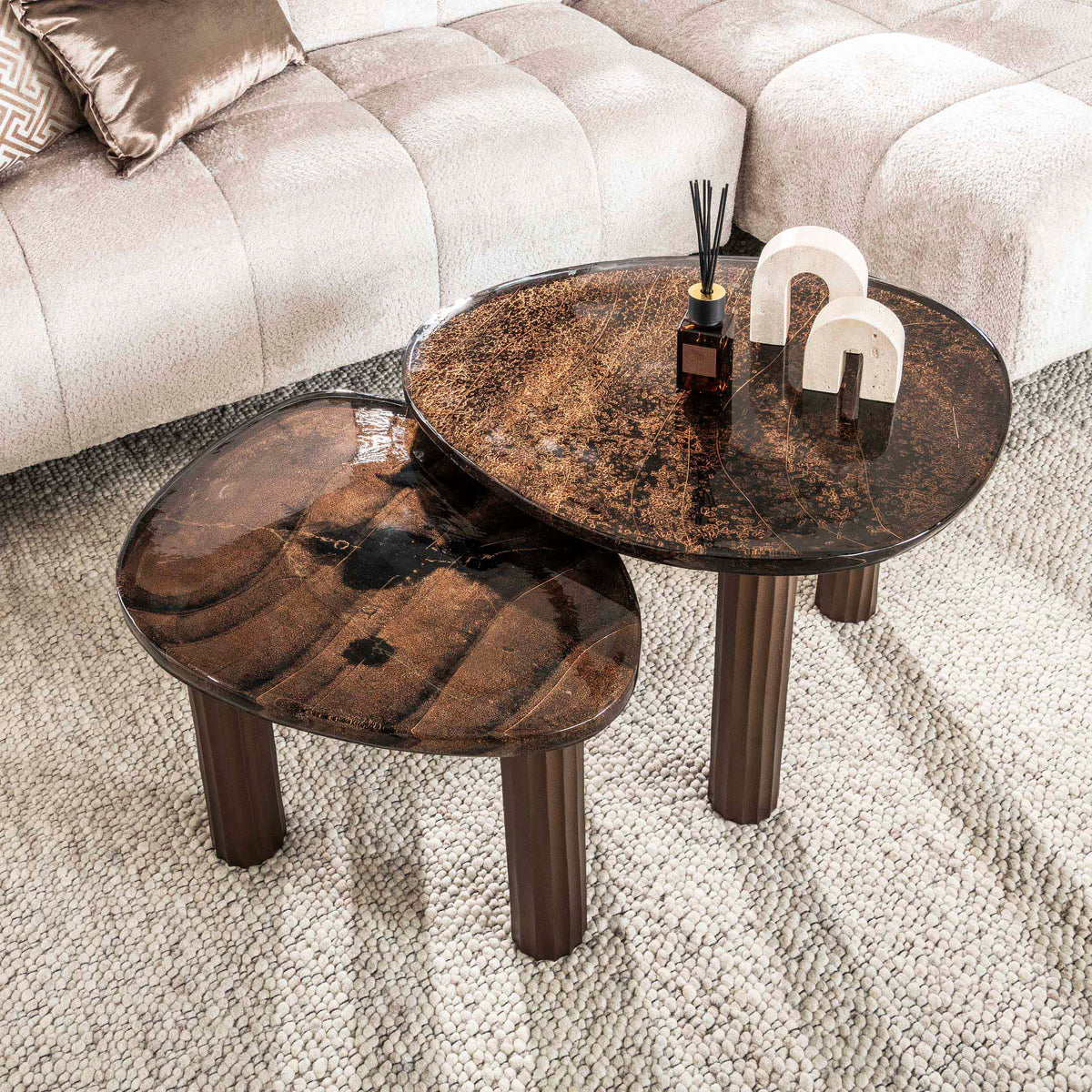 Soffbord Pebble L / Antik koppar