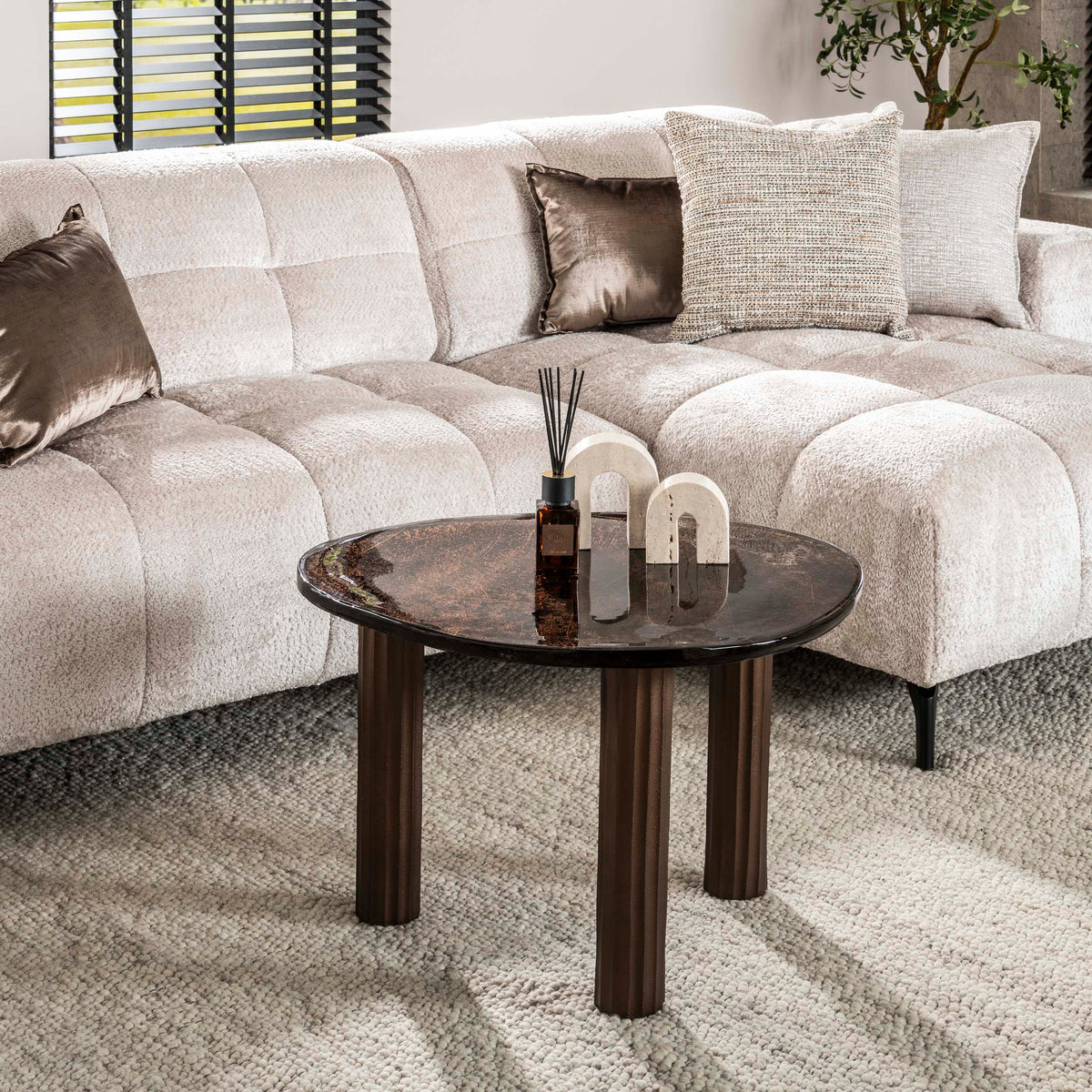 Soffbord Pebble L / Antik koppar