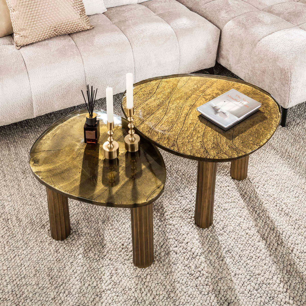 Soffbord Pebble L / Antikt guld