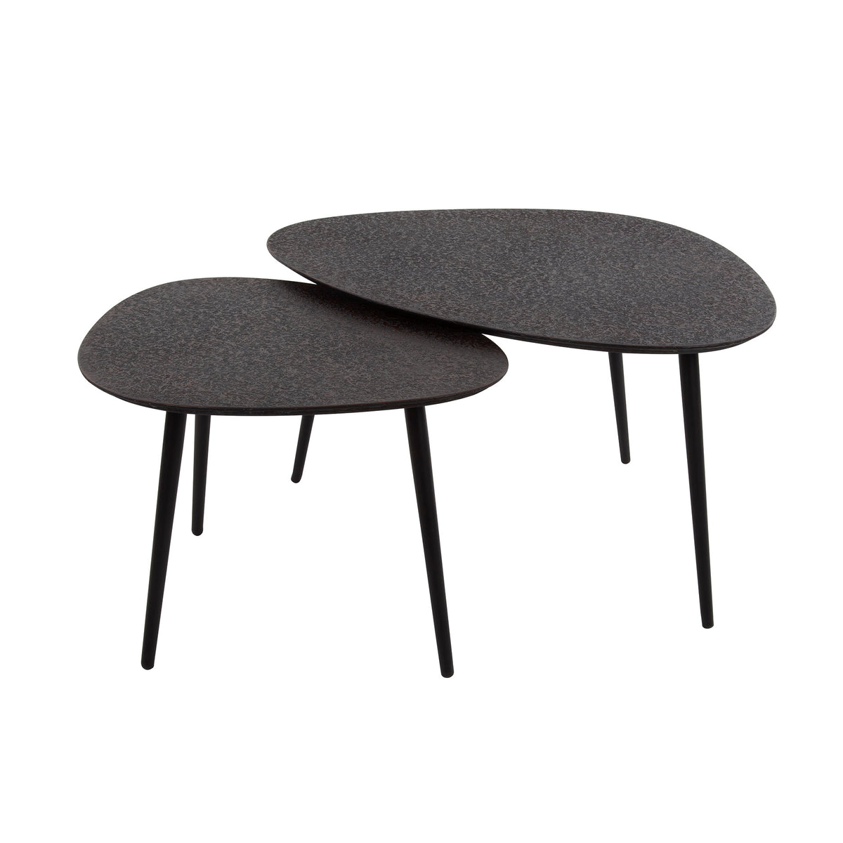 Bronze organic coffee table, set of 2 / gray