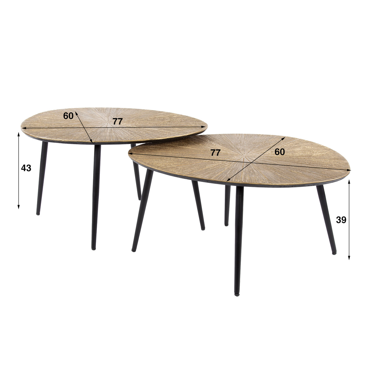 Noma organic coffee table set of 2 / Ray antique gold