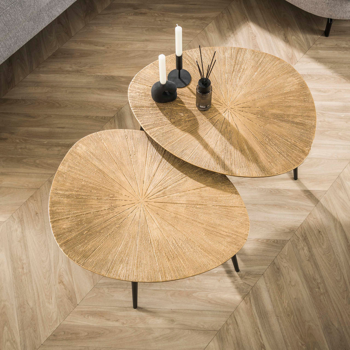 Noma organic coffee table set of 2 / Ray antique gold