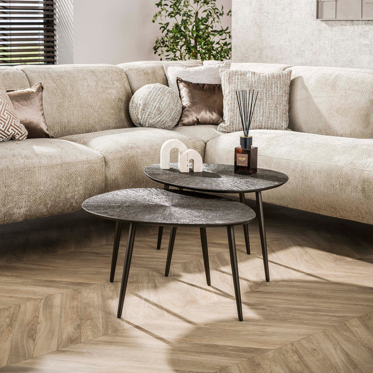 Soffbord Spire leaf set med 2 / Mörkbrons