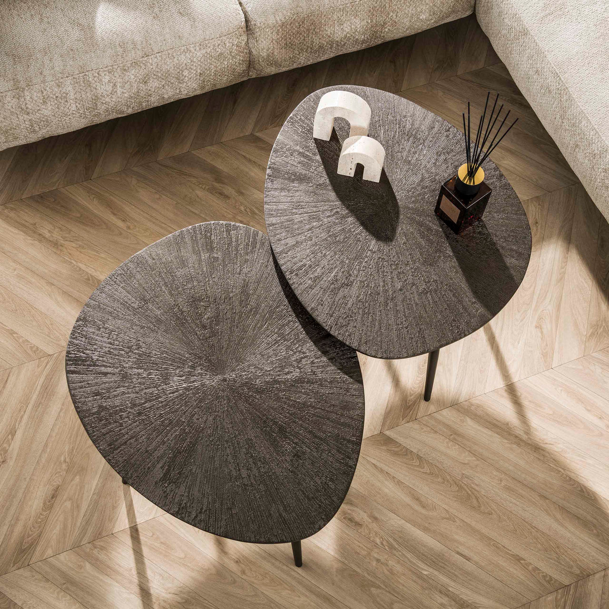Soffbord Spire leaf set med 2 / Mörkbrons
