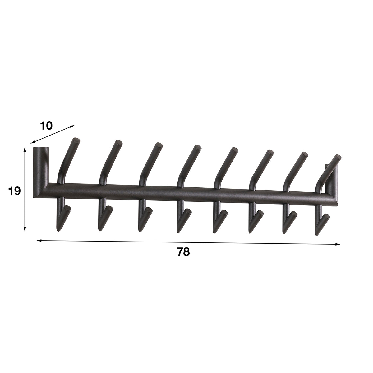 Appendiabiti Flair con 2x8 ganci / Grigio scuro opaco