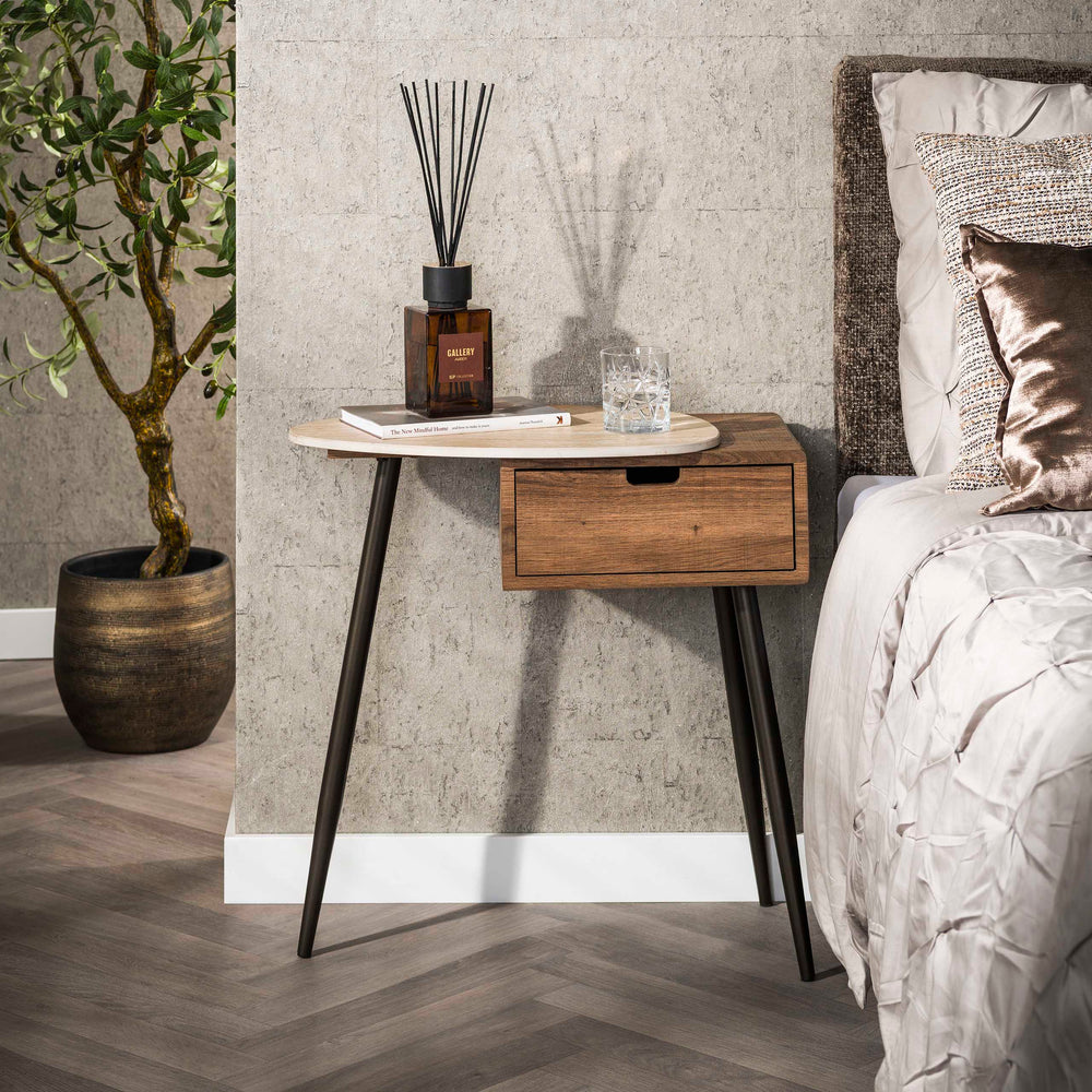 Comodino Tivaro 1 cassetto a sinistra / Ceramica travertino