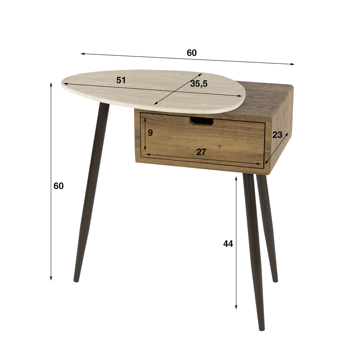 Comodino Tivaro 1 cassetto a sinistra / Ceramica travertino