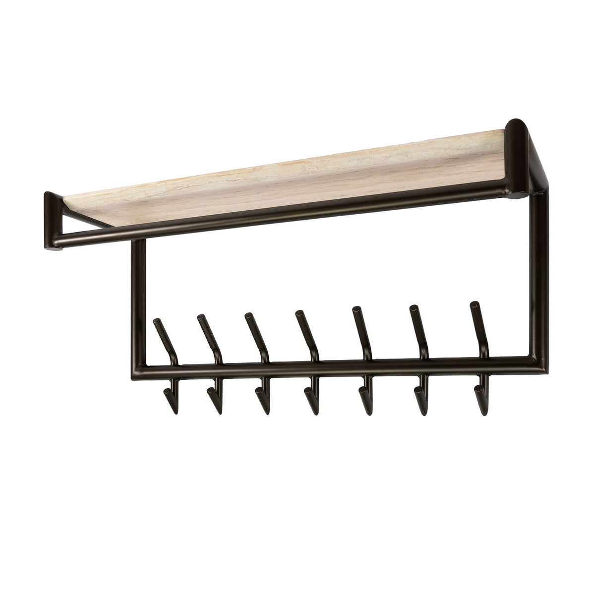 Haven coat rack with rail and hat shelf, 2x7 hooks / Melamine travertine