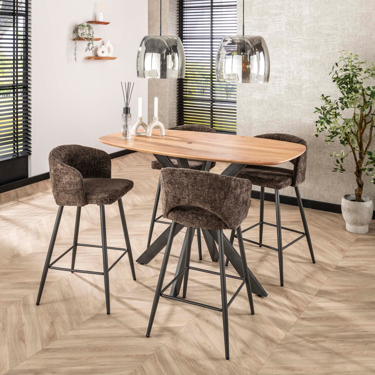 Nido bar stool packaged in sets of 2 / Cargo brown
