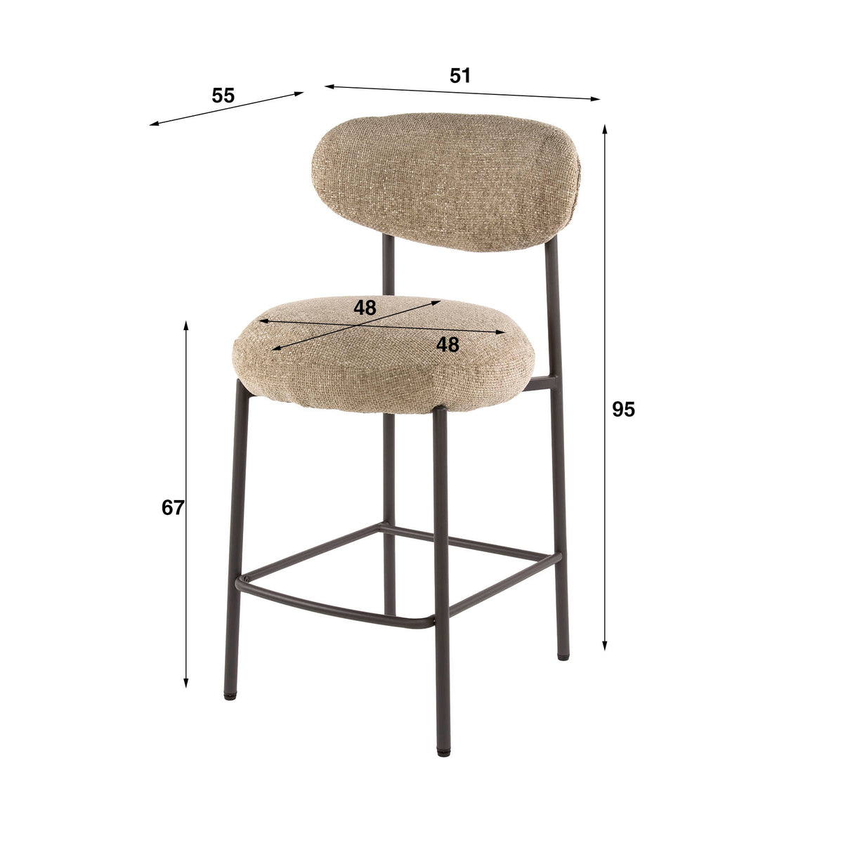 Barhocker Radius, 2er-Set / Cargo sand