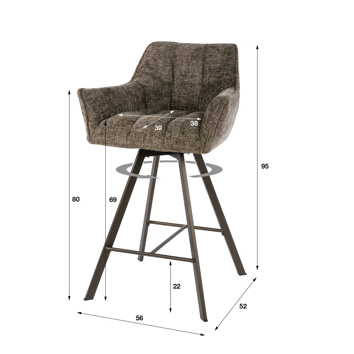 Hoker Quadro obrotowy, zestaw 2 szt. / Hoven taupe-brązowy