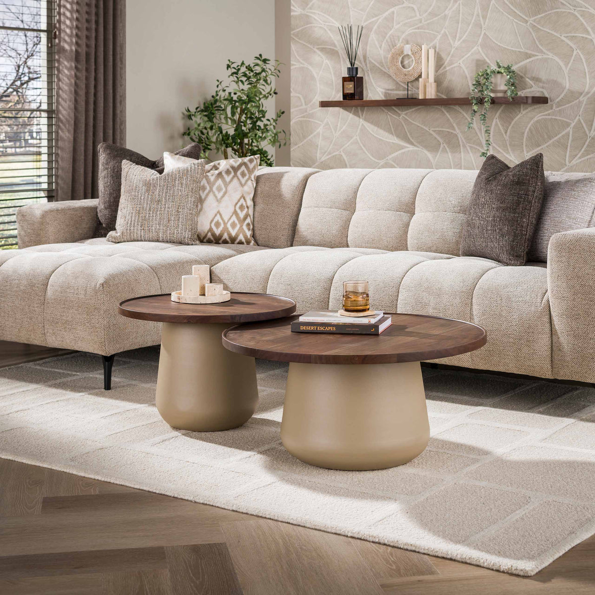 Vista round coffee table, set of 2 / Beige