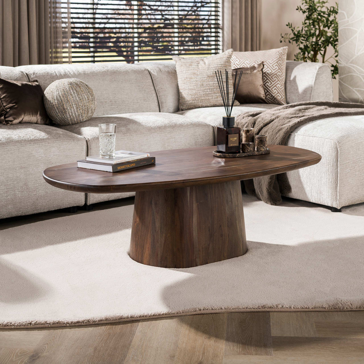 Pivot coffee table 135cm / Solid acacia brown