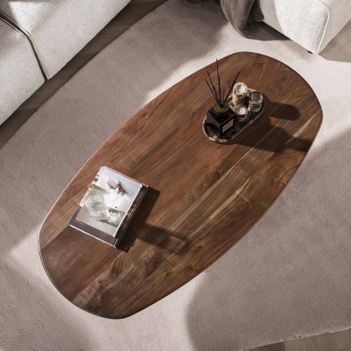 Pivot coffee table 135cm / Solid acacia brown