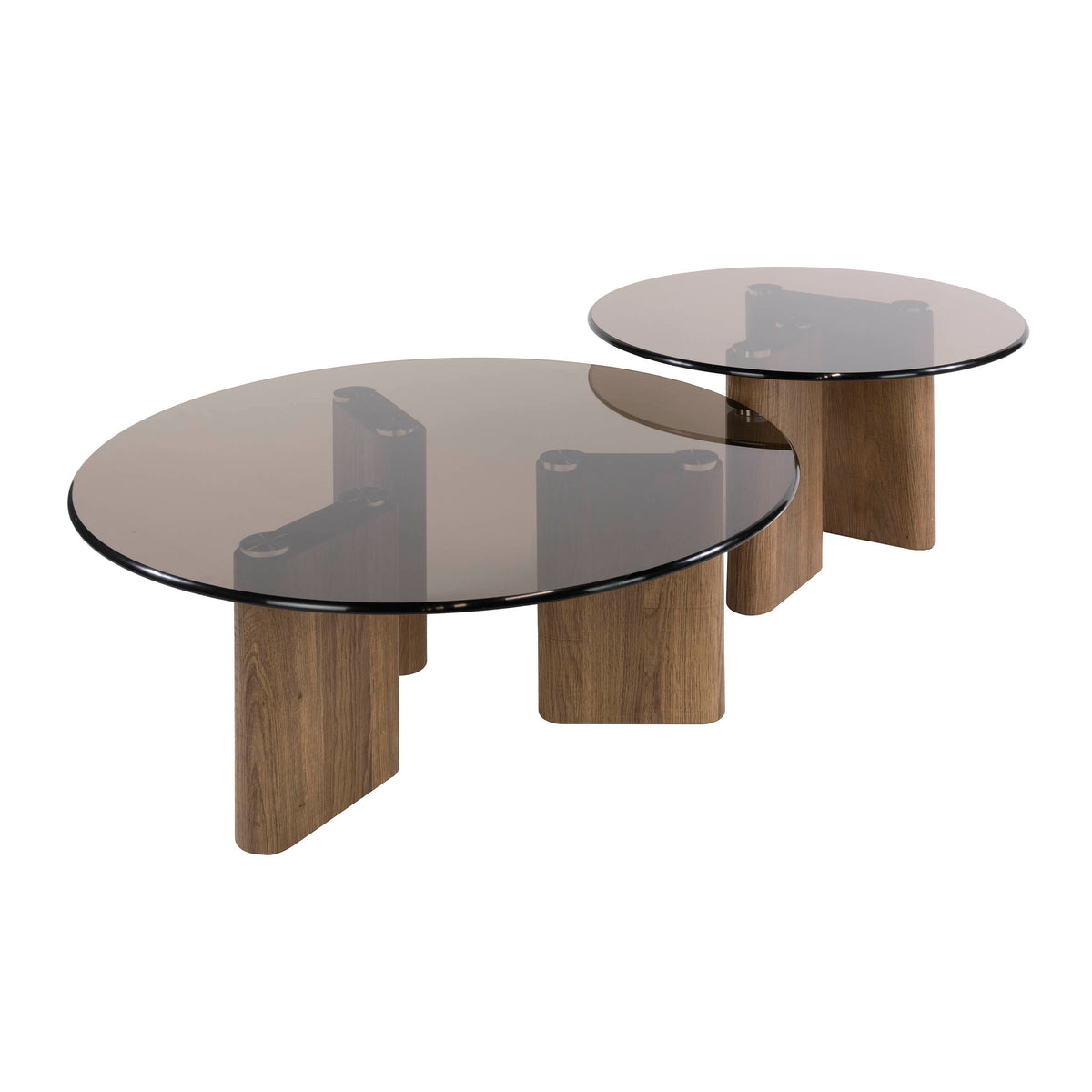 Set di 2 tavolini Fume rotondi / Vetro bronzo