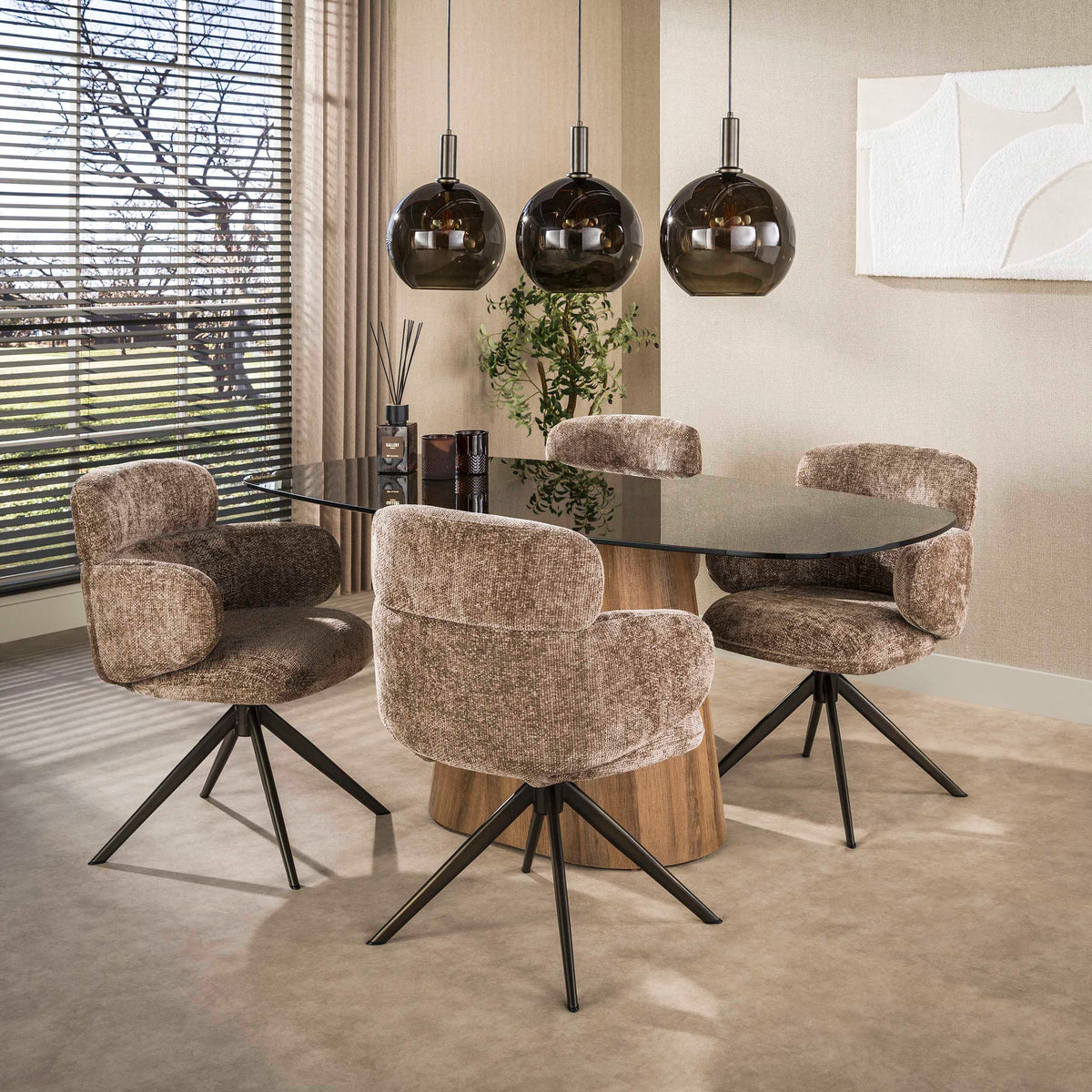 Fume Centro Danish oval dining table 180cm / Bronze glass
