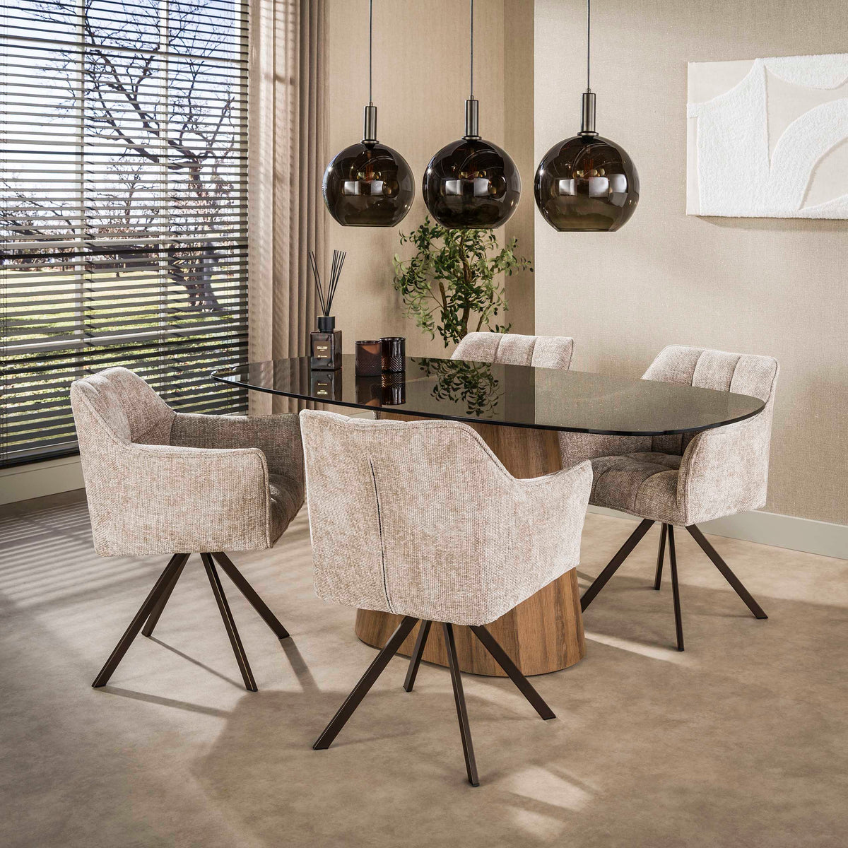 Fume Centro Danish oval dining table 180cm / Bronze glass