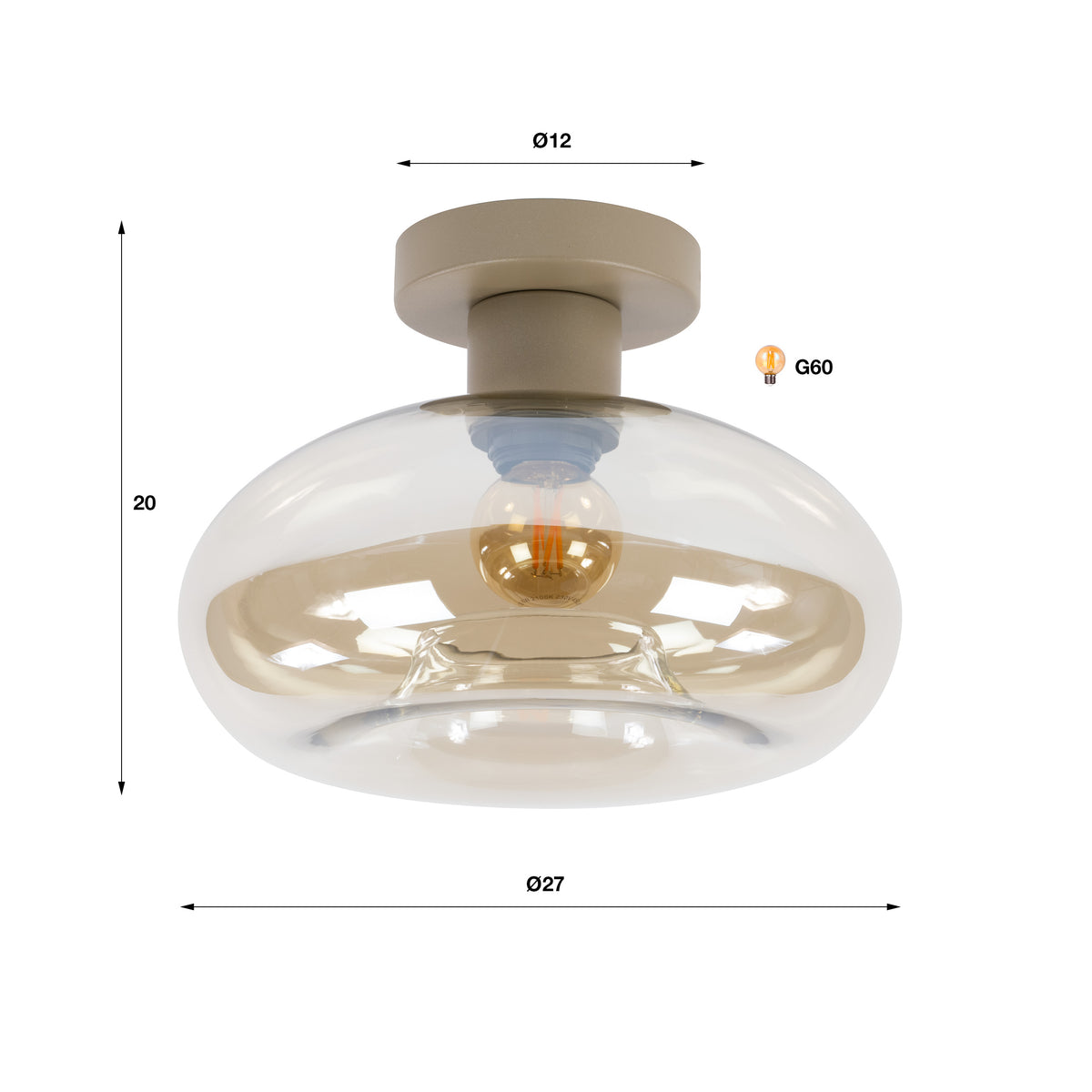 Plafoniera Flare a 1 luce / Beige