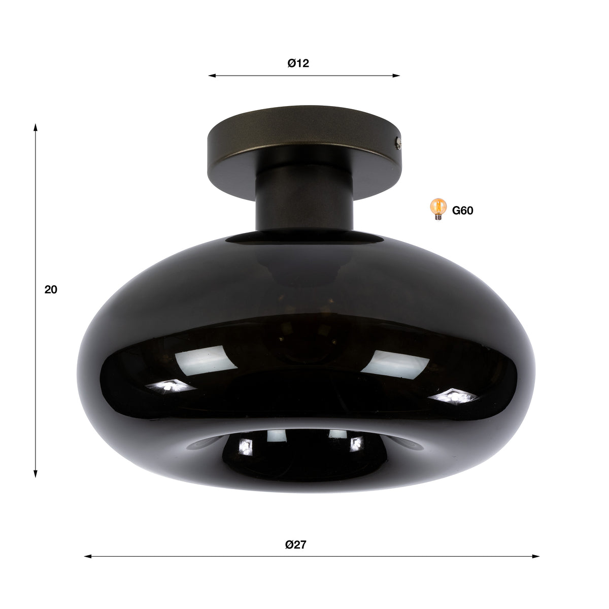 Plafond Flare med 1 lys / Siennabrun