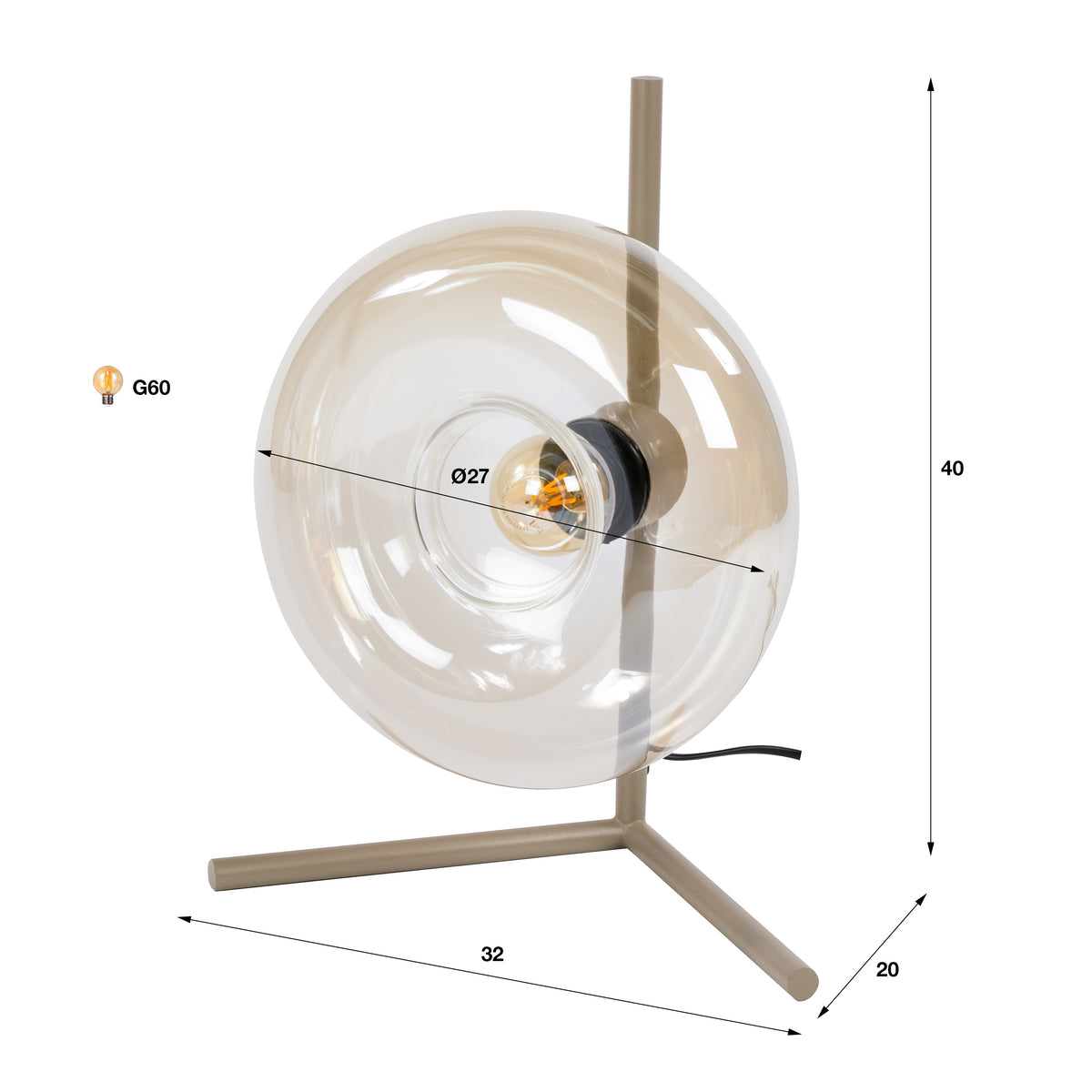 Flare table lamp, 1 light / Beige