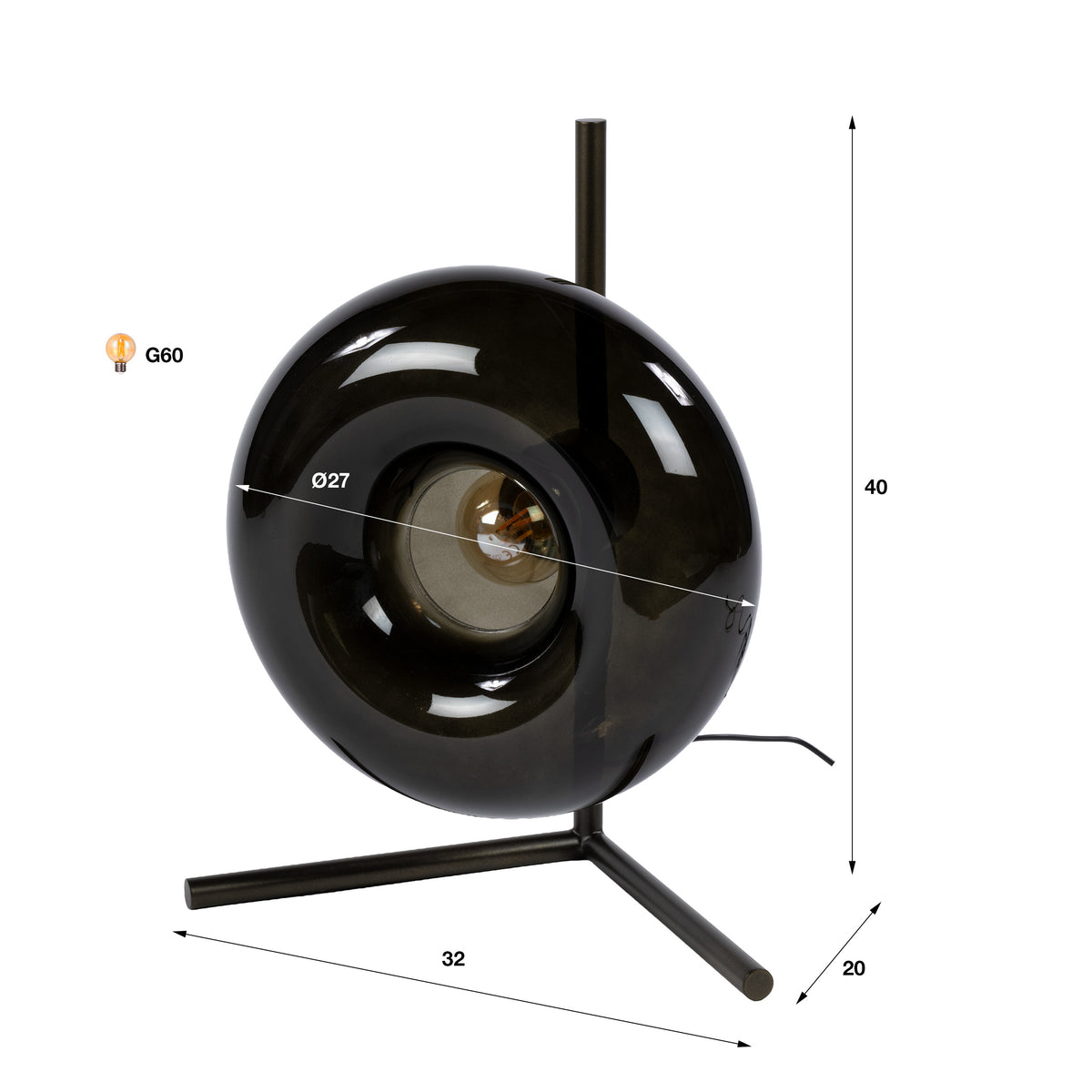 Lampa stołowa Flare, 1-punktowa / Brązowa sienna