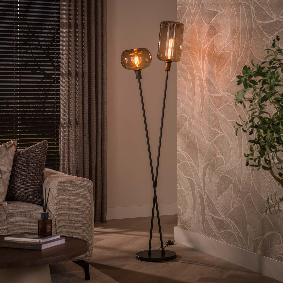 Lampada da terra Solace a 2 luci / Marrone Siena