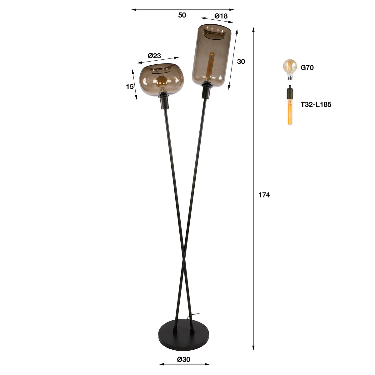 Lampada da terra Solace a 2 luci / Marrone Siena
