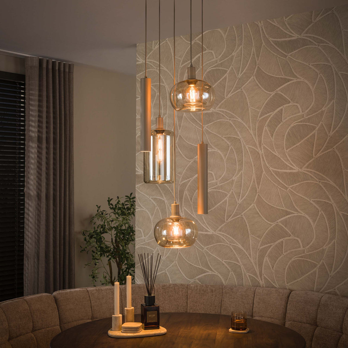 Solace pendant light stepped 5-light / Beige