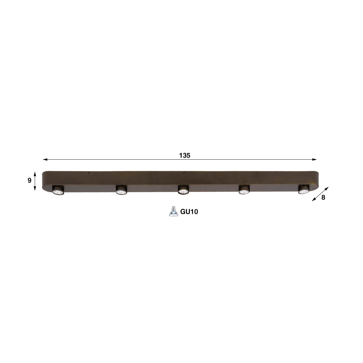 Beam ceiling lamp 5-light / Sienna brown