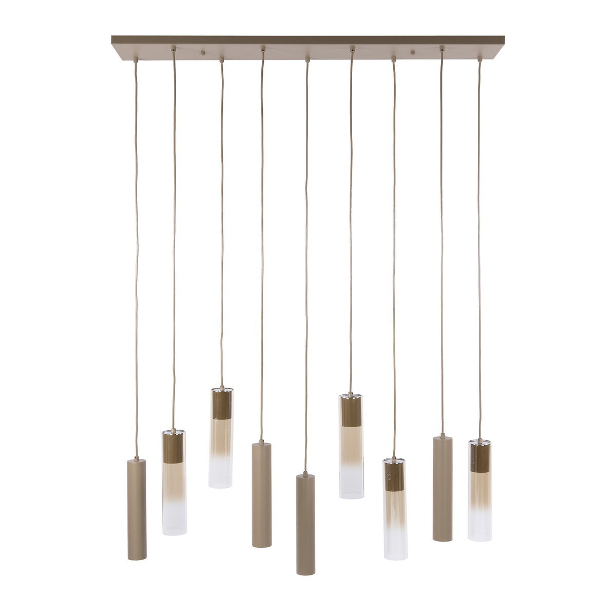 Lámpara colgante Cilindro de 5+4 luces / Beige