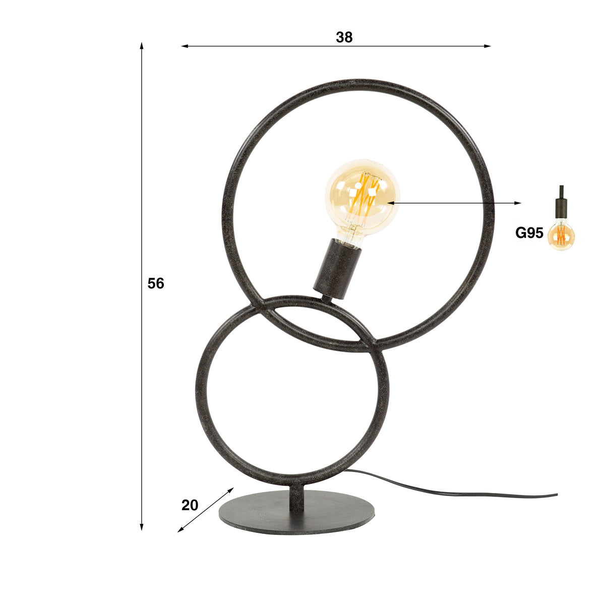 Lampada da tavolo Spiral a 1 luce / Nero Artic