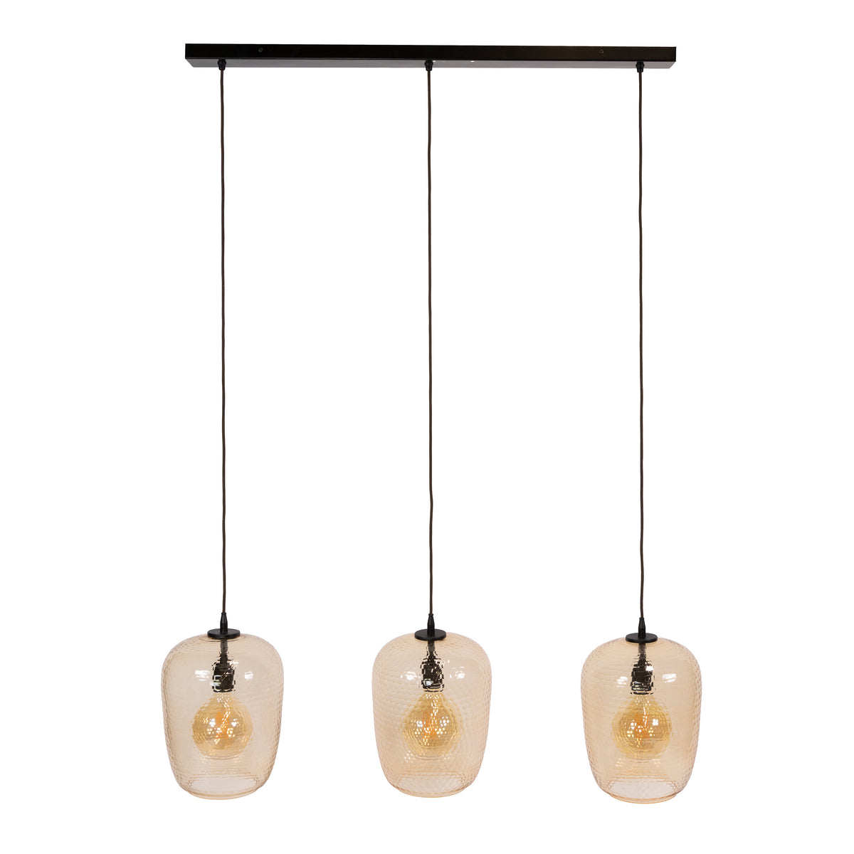 Pendellampe Flair med 3 lyskilder / Ravfarvet glas