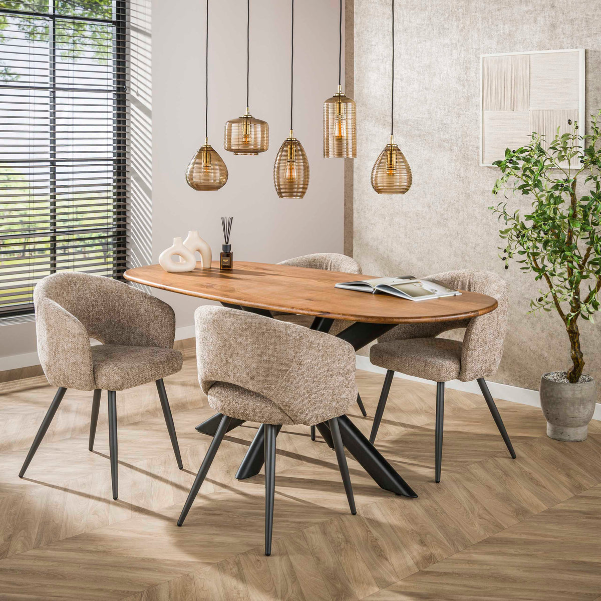 Pendellampa Vetro med 5 ljuskällor / Rökbrunt glas