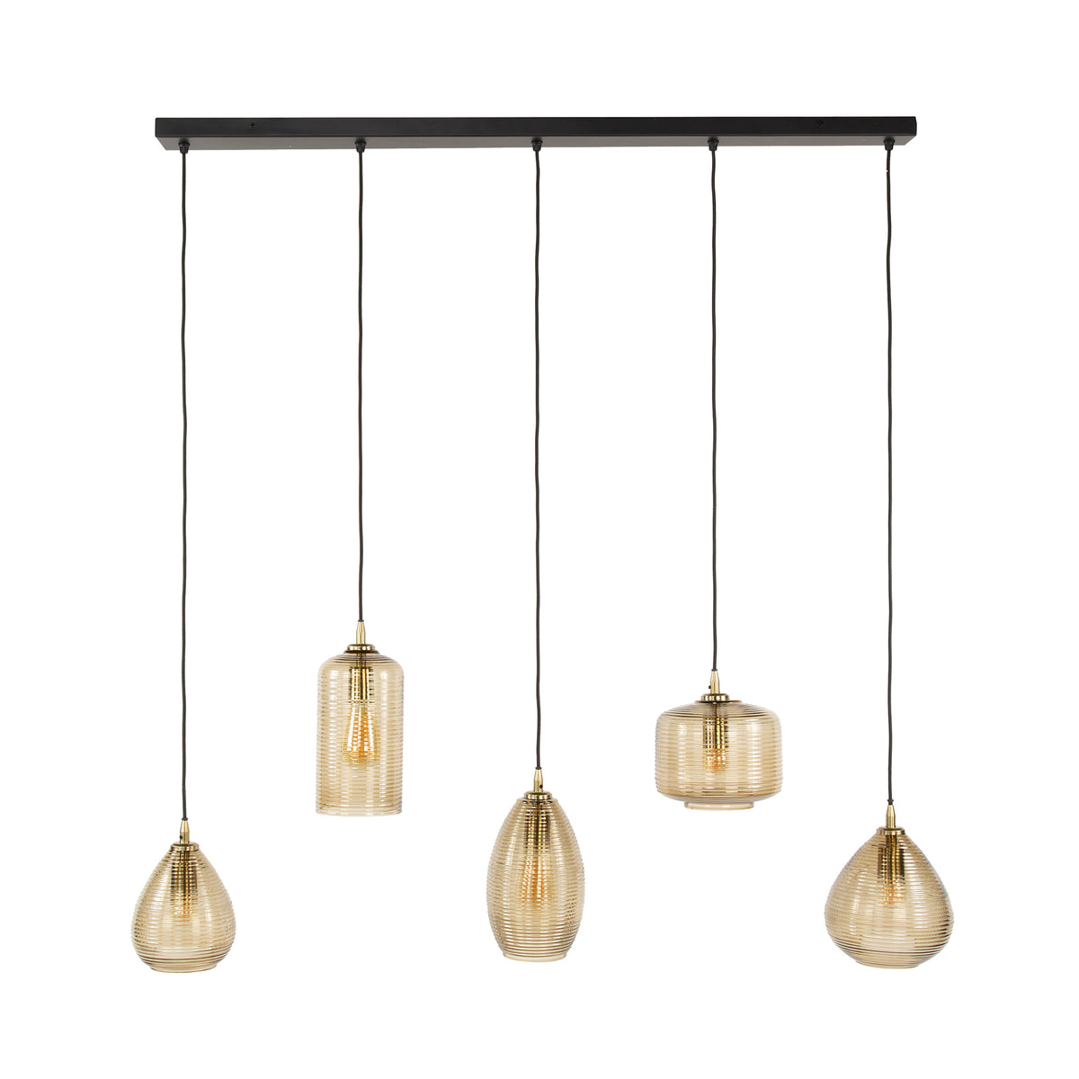 Pendellampa Vetro med 5 ljuskällor / Rökbrunt glas