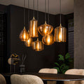 Lampa wisząca Vetro, 4+3-punktowa / bursztynowe szkło