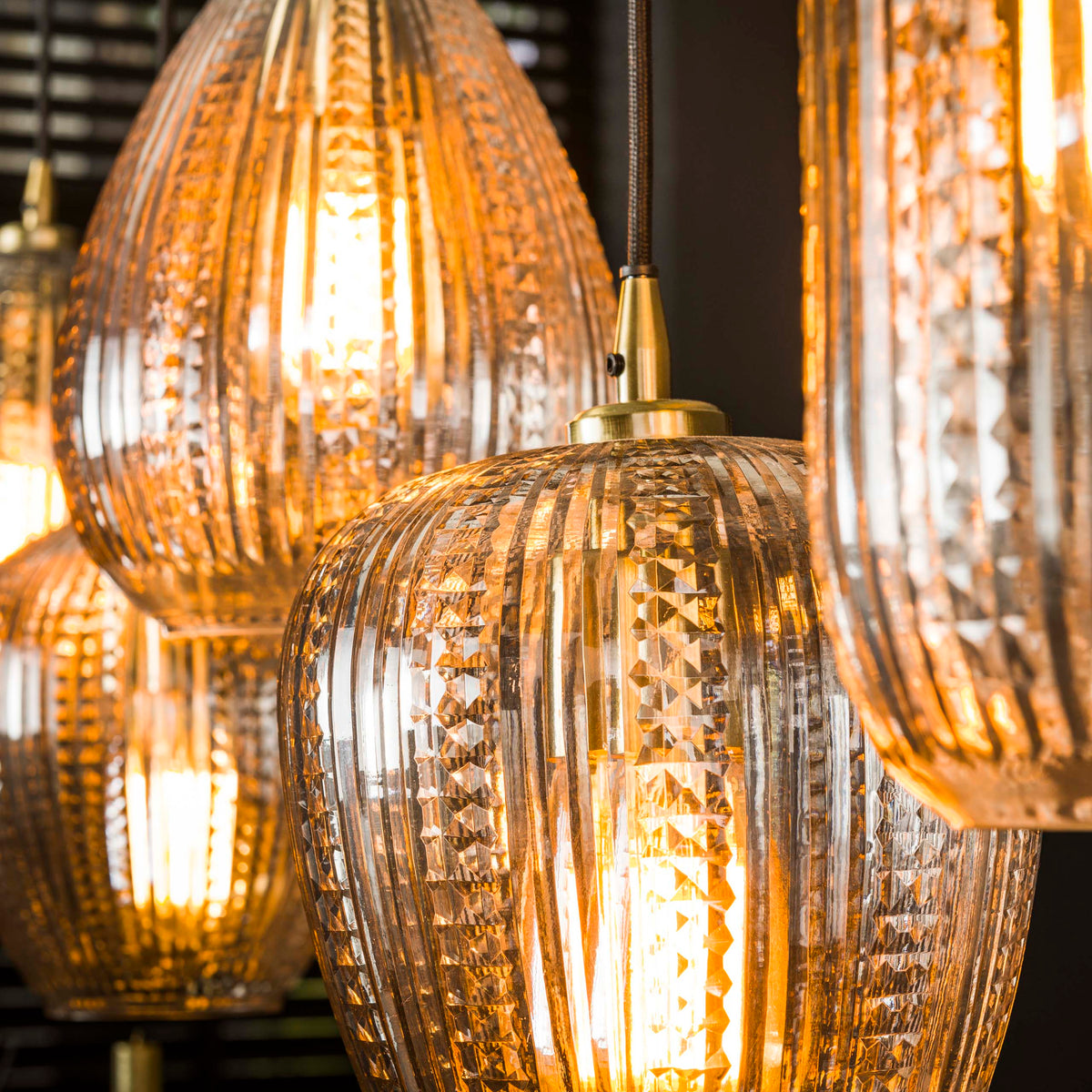 Lampa wisząca Facet, 5-punktowa / diamentowe szkło