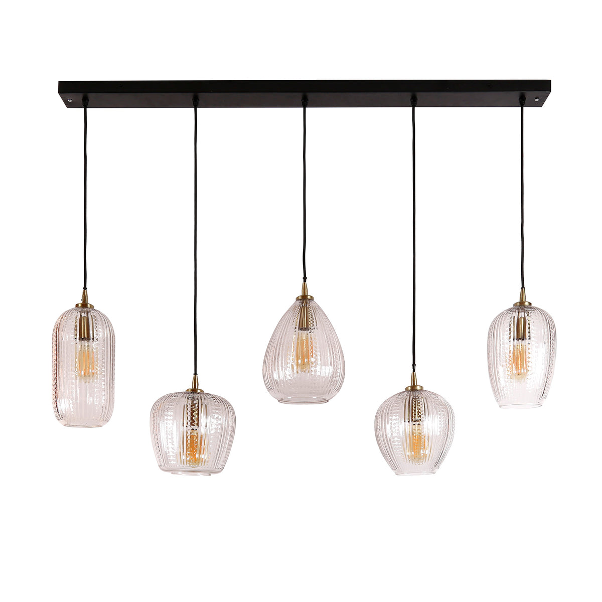 Lampa wisząca Facet, 5-punktowa / diamentowe szkło