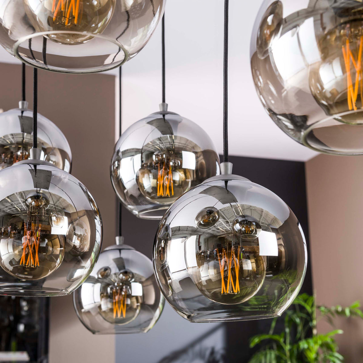 Pendellampe Sphere med 4+3 lyskilder / Gammelt sølv