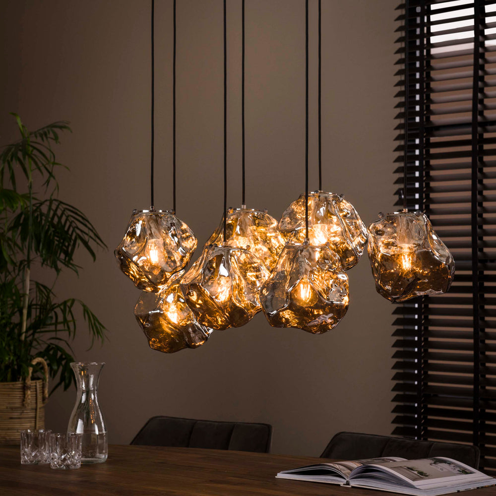 Lampa wisząca Ice 4+3-punktowa / Chromowane szkło
