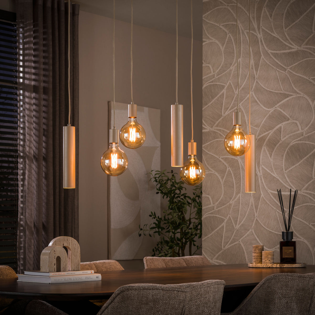 Lampa wisząca Portal 4+3-punktowa / beżowa