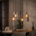 Lampa wisząca Portal 4+3-punktowa / sienna brązowa