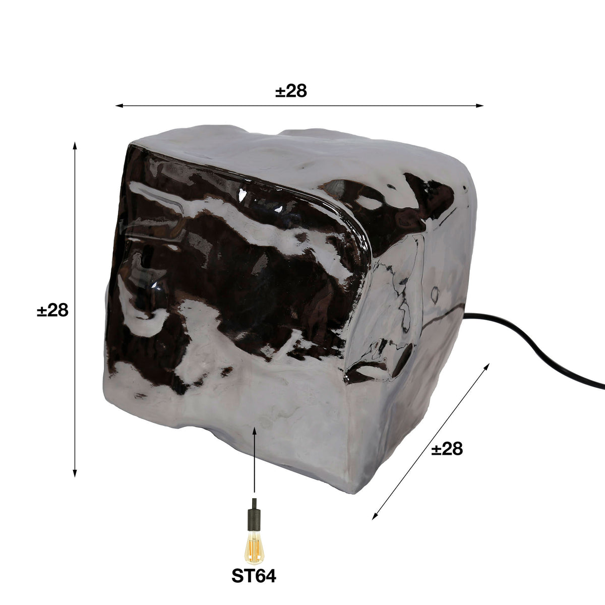 Bordlampe Ice med 1 lys / kromglas