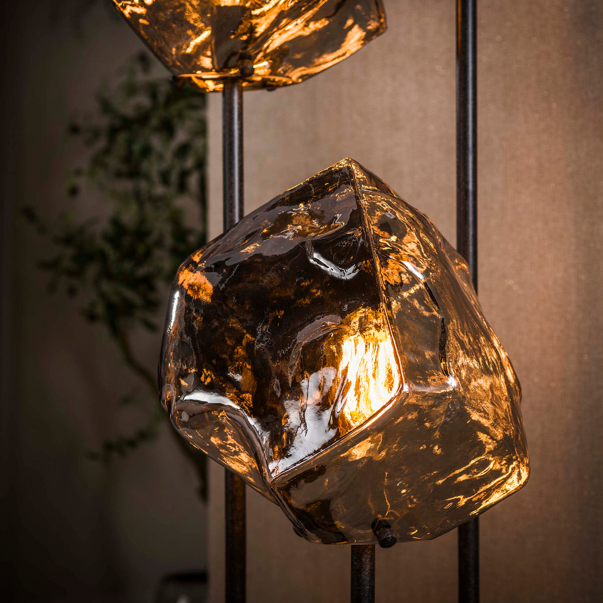 Lampa podłogowa Ice, schodkowa, 3-punktowa / szkło chromowane