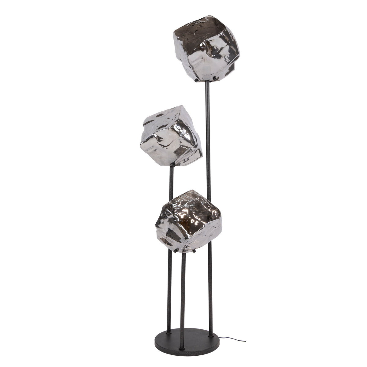 Lampa podłogowa Ice, schodkowa, 3-punktowa / szkło chromowane