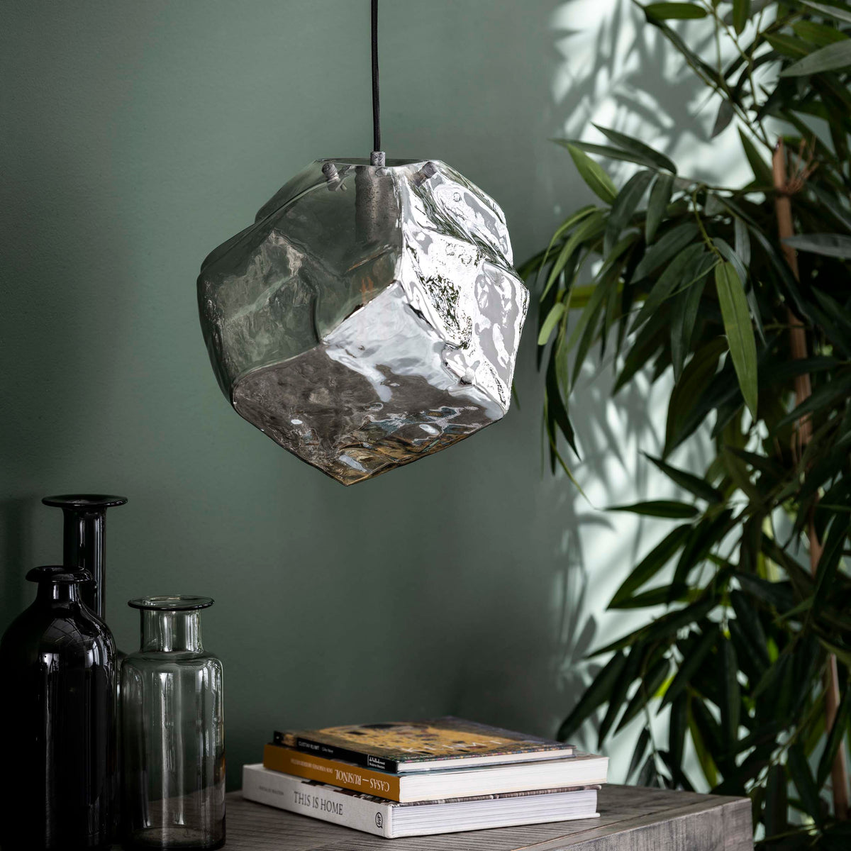 Lámpara colgante Ice de 1 luz / cristal cromado