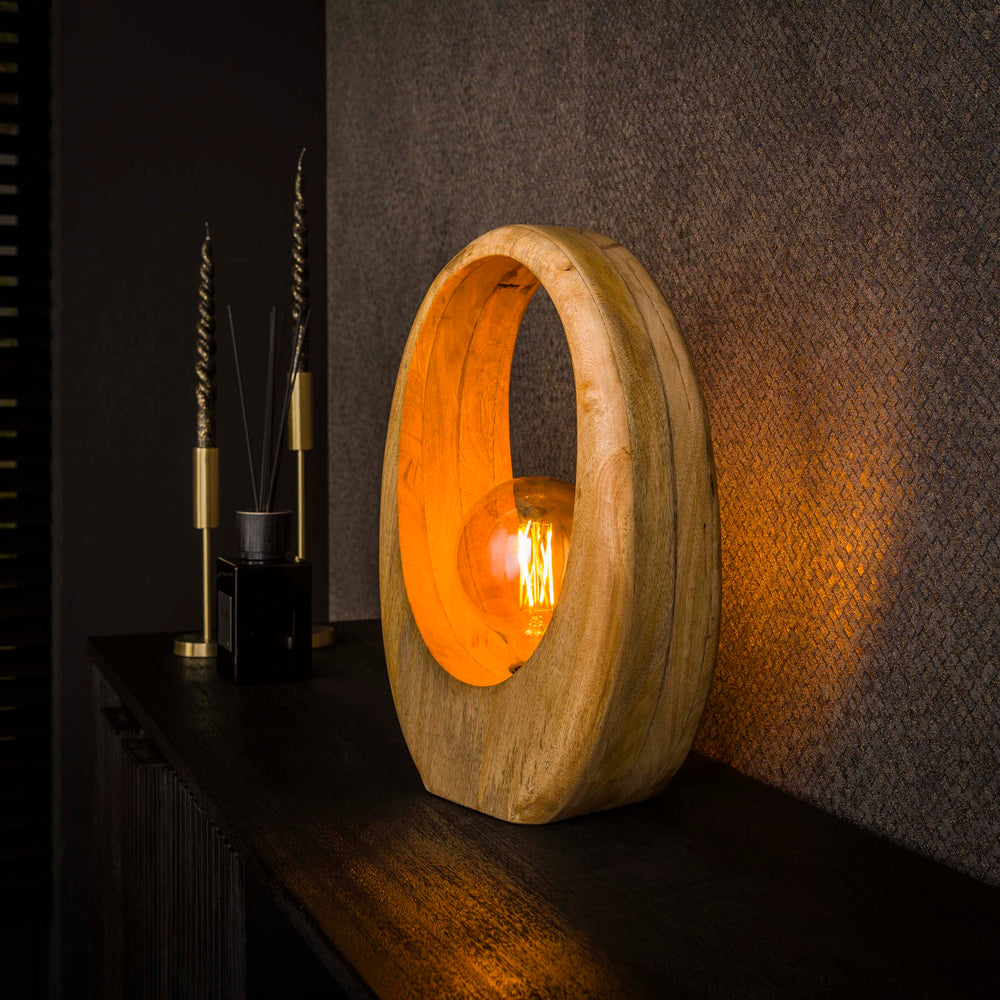 Lampada da tavolo Loop Wood L a 1 luce / mango massiccio