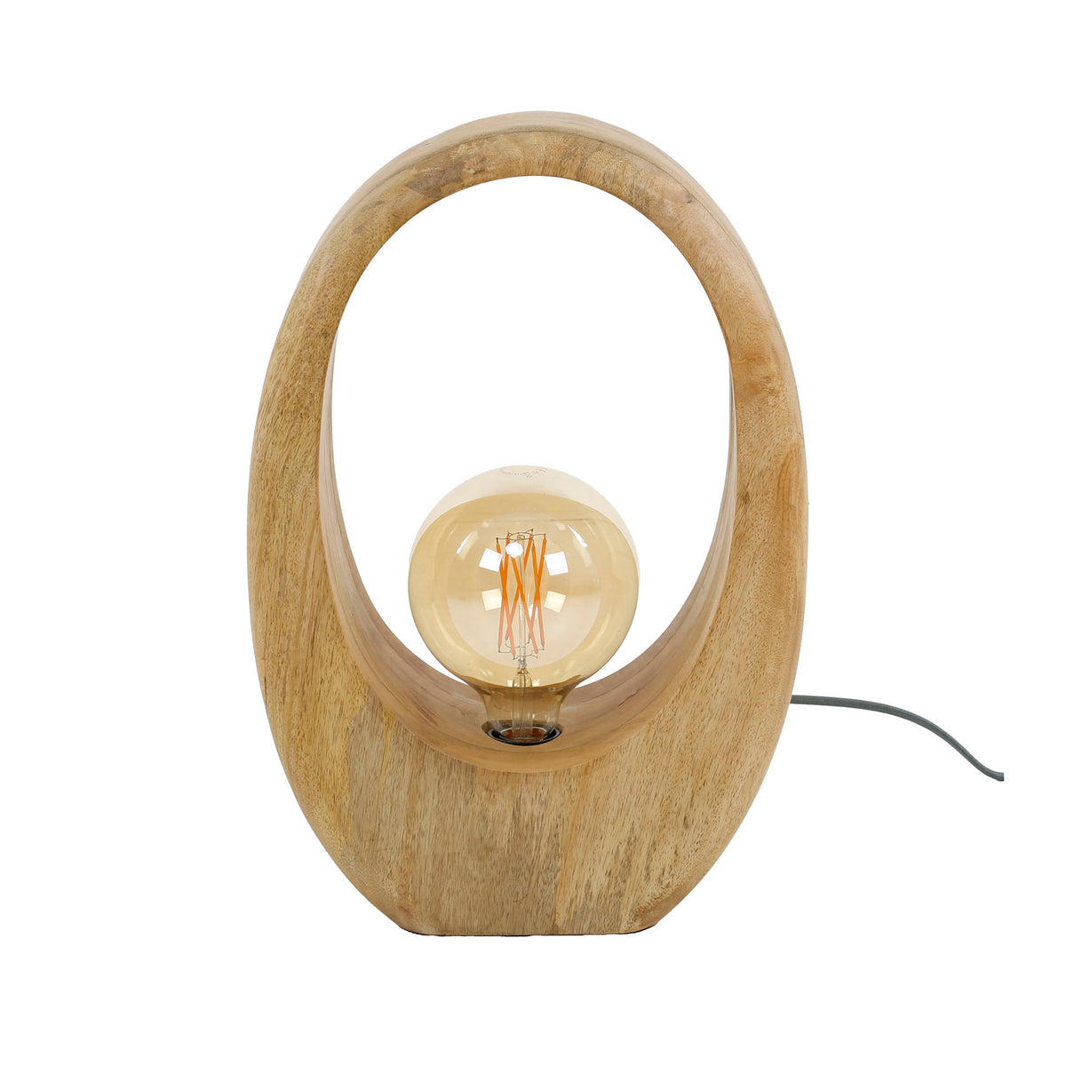 Bordlampe Loop Wood L med 1 lys / Massivt mangotræ
