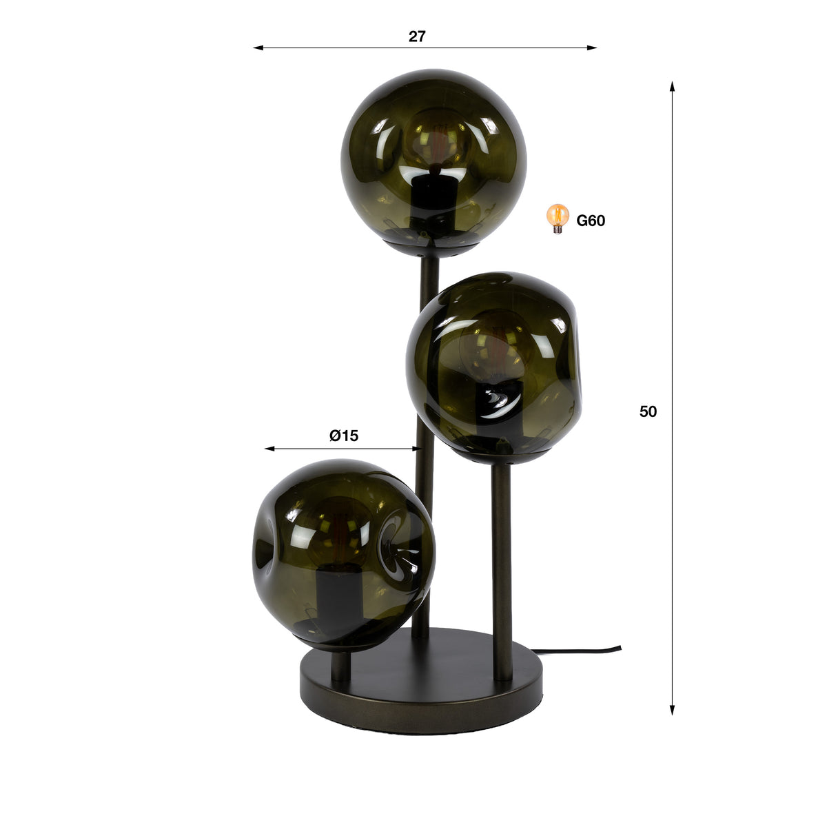 Lámpara de mesa Lumina de 3 luces / Marrón sienna
